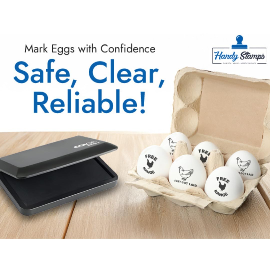 Handy Stamps Micro 1 Ink Pad - with Egg Safe Food Grade Stamp Ink Pad - Pre-Inked and Ready to Use Black Ink Pad Ideal for Marking Eggs | Quality Stamp Pad | 3x4 Inches
