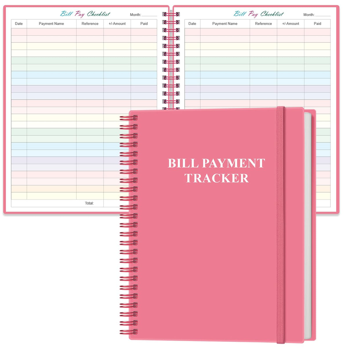 Bill Tracker Notebook - Monthly Bill Organizer & Planner for Personal Budgeting Financial, Monthly Bill Payment Checklist, 8.5" x 11", Pink