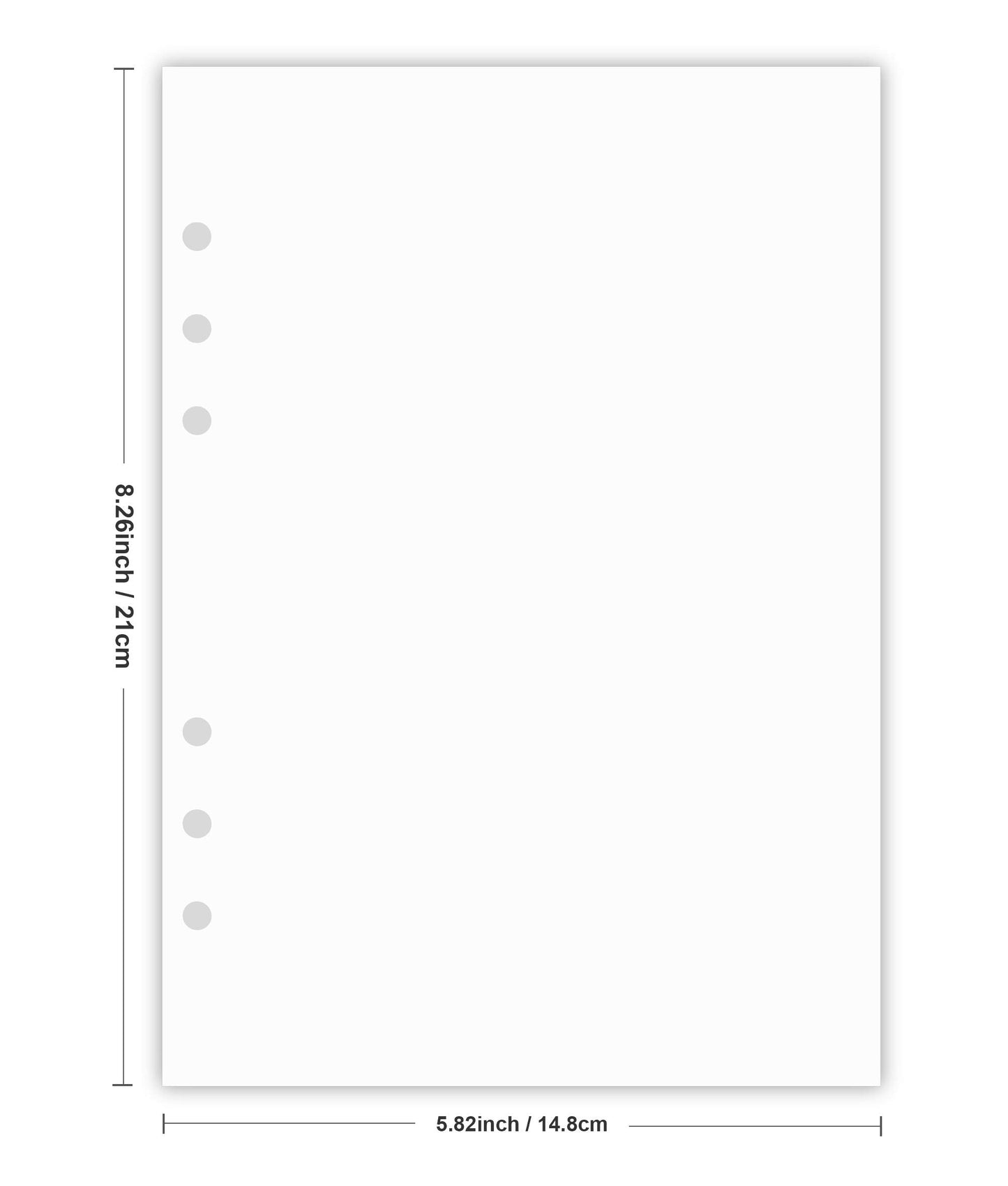 (3-Pack) A5 Blank Paper, Refills for Filofax Planner, Organizer, Binders, 6 Hole Punched, Total 300 Sheets/600 Pages, 100gsm, White, 5.8 x 8.2 Inch