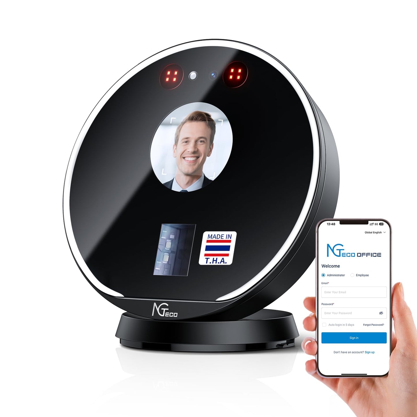 NGTeco Time Clock Cloud-Based, Face+Fingerprint+Card Attendance Time Clocks for Employees Small Business, 2.4G WiFi Remote Control Clock in Machine with Software＆App, IC Cards, No Monthly Fee