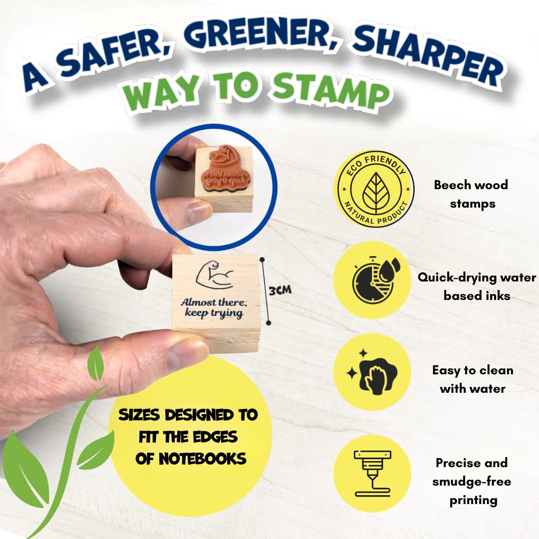Teacher Stamps for Classroom Grading – Grading Stamp Set with Ink Pads & Stickers – Cute, Clear, Durable Feedback Stamps for Teachers – School Supplies for Elementary & ESL – Teacher Stationery