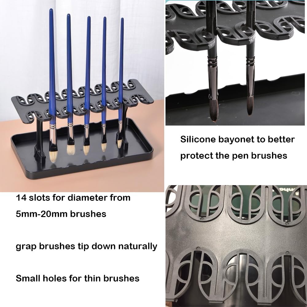 MIXJOY Artist Paint Brushes Drying Rack Holder Bristles Pointing Down Detachable Drawing Pen Brush Organizer Hanger Protection for Long Brushes Thick Acrylic Watercolor Brush Stand