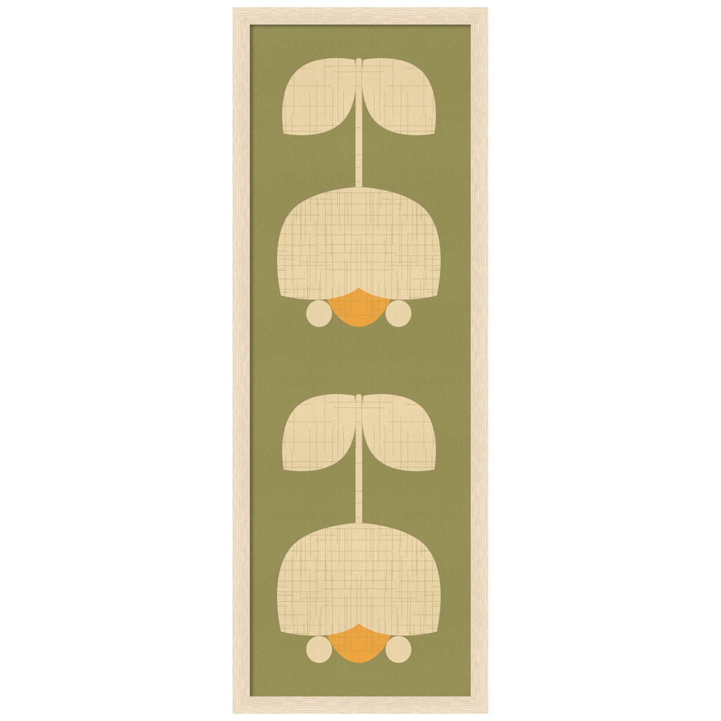 Amanti Art Framed Fabric Pinboard 15 x 42, Scandinavian Tulip Decor by Dina Dankers Printed Casual Bulletin Board for Use as a Vision Board or Wall Organization, Woodgrain Stripe Blonde Frame