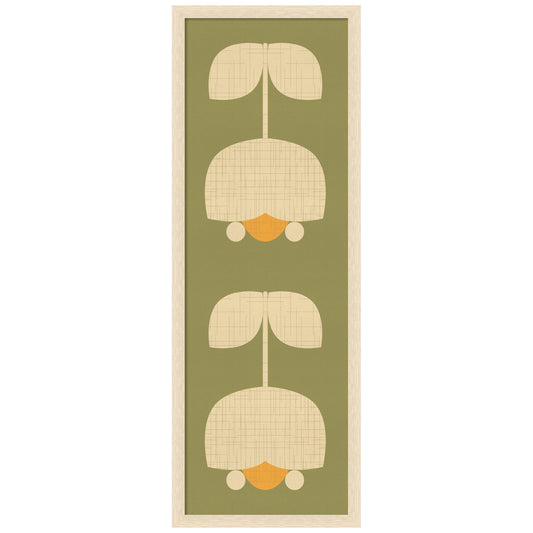 Amanti Art Framed Fabric Pinboard 15 x 42, Scandinavian Tulip Decor by Dina Dankers Printed Casual Bulletin Board for Use as a Vision Board or Wall Organization, Woodgrain Stripe Blonde Frame