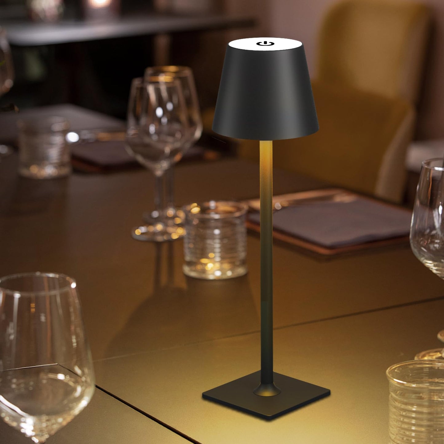 Fizrice Cordless Table Lamp Rechargeable Lamps: 6000mAh Battery Operated Table Lamp Outdoor Waterproof, Touch Control, Portable Wireless Desk Lamp for Dinner/Bedroom/Restaurant(Black 2 Pack)