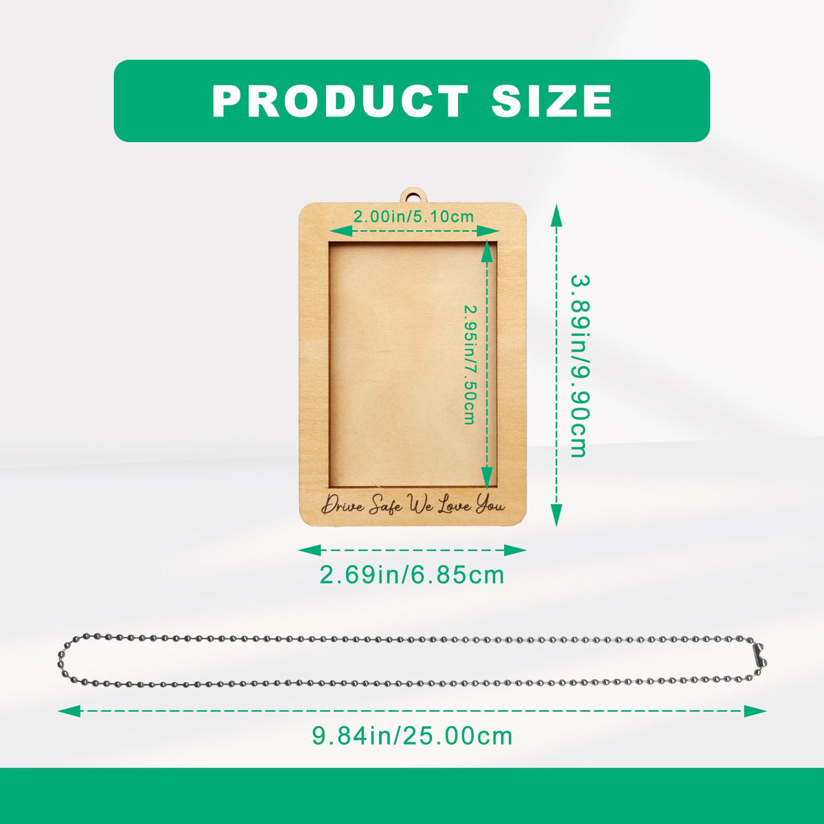 NOTISH Car Decor Hanging Picture Frame, Rear View Mirror Accessories, Car Picture Holder, Wallet-Sized Wooden Photo Frame, Mini Car Picture Frame(Drive Safe We Love you)