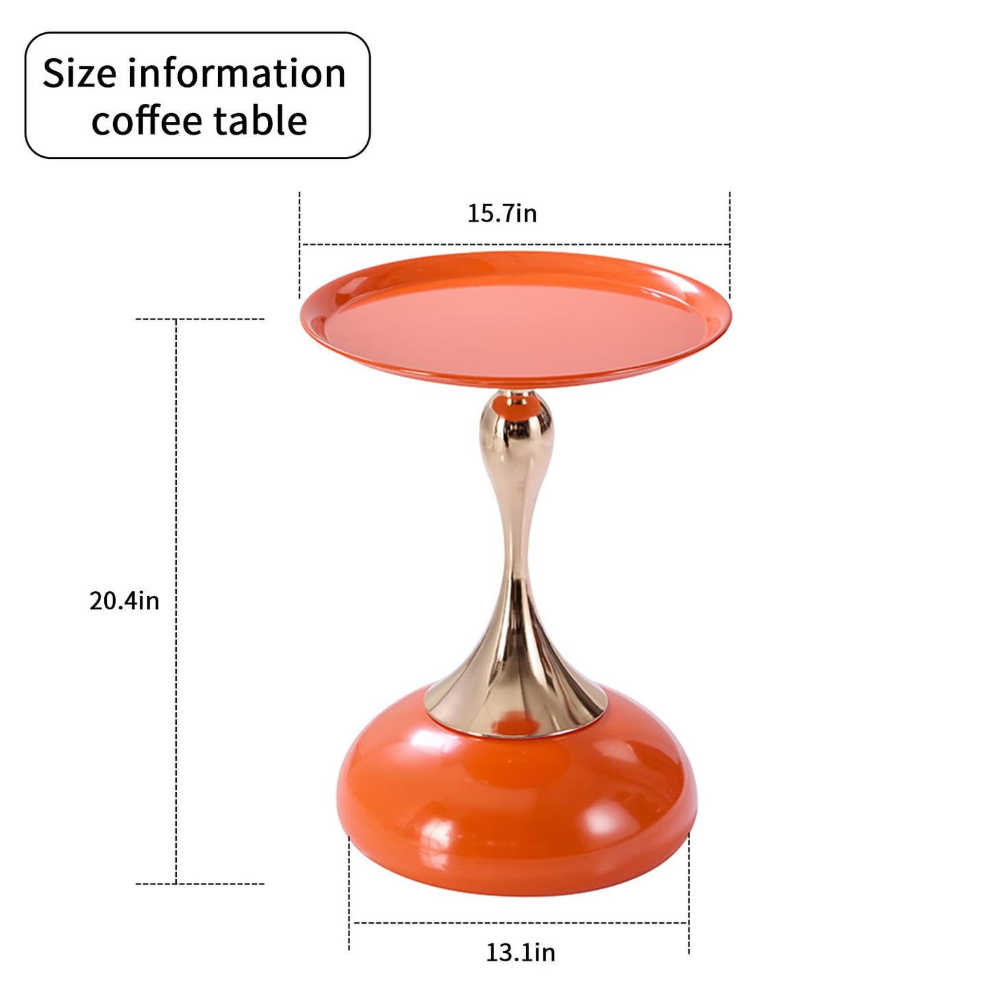 Sleek Hourglass Side Table - Stylish Modern Design Perfect for Living Rooms, Cafes, Dining Areas, Bedrooms, and Outdoors - Chic Decorative Accent (1, Hermes Orange)