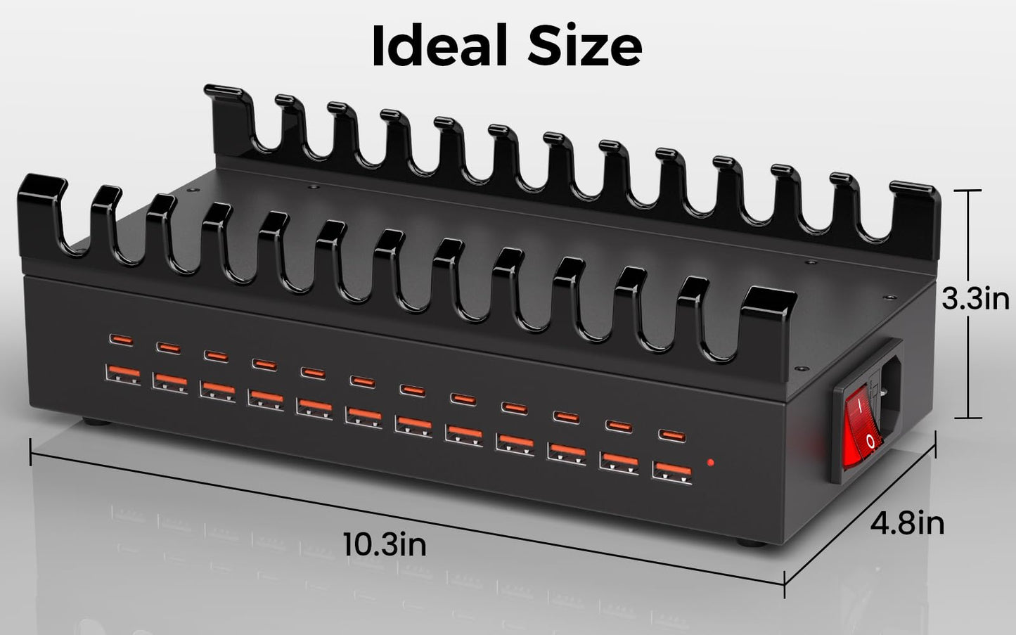 300W USB Charging Station for Multiple Devices, 24 Port USB C Fast Charging Station, Multi Device Charger Station Organizer Compatible with Tablet, Laptop, Cellphone, iPhone, iPad (300, Watts)