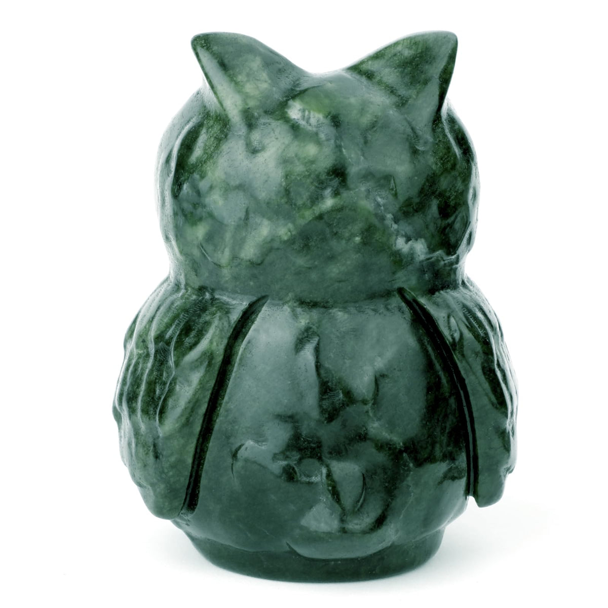 gemshan Jade Stone Owl Statue - 3.3inch Jade Statue Hand-Carved Animal Figurines for Home Office Desk Decoration
