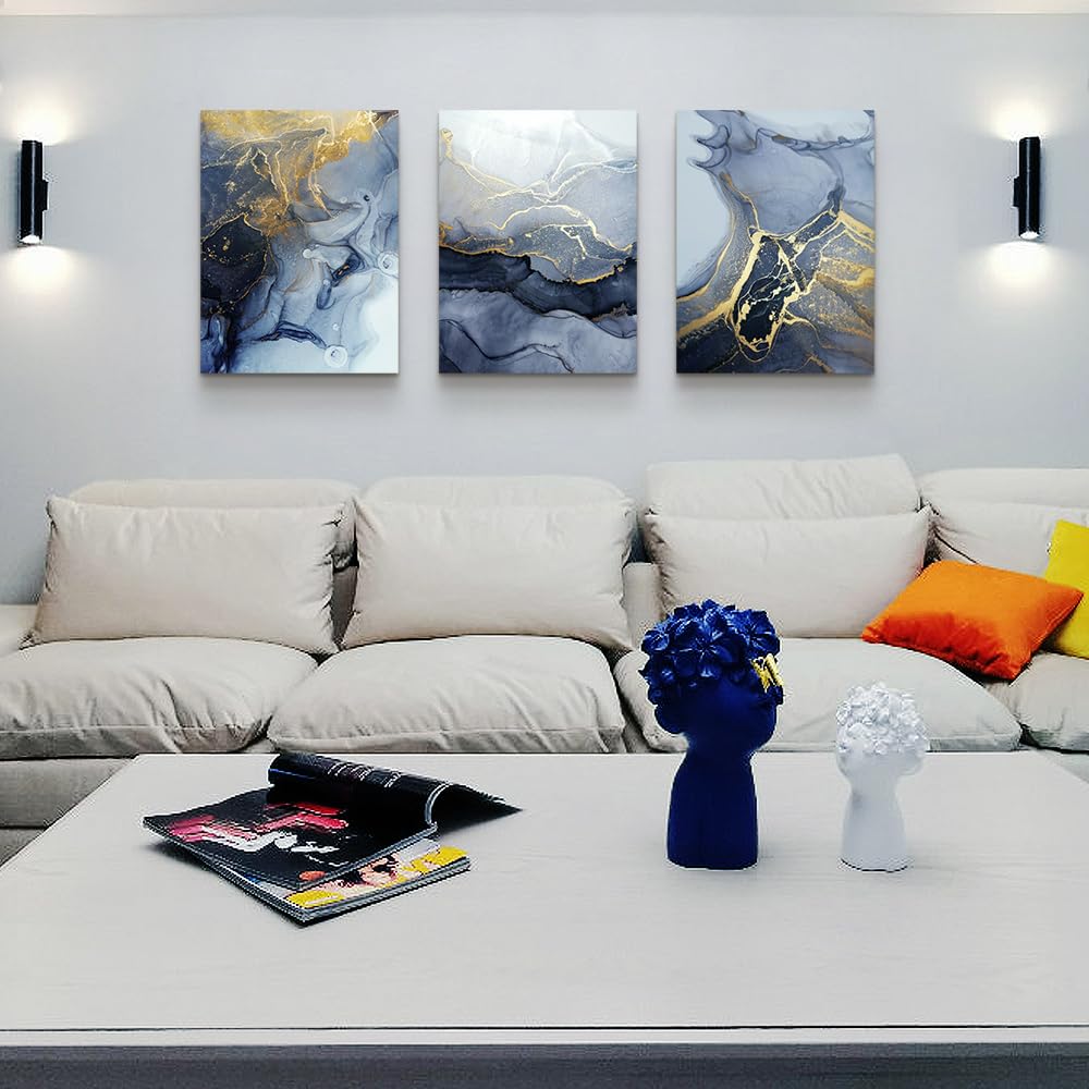 Lapremoly Abstract Canvas Wall Art - Bedroom, Living Room, Office & Bathroom Decor - 3 Piece Set (12x16 in)