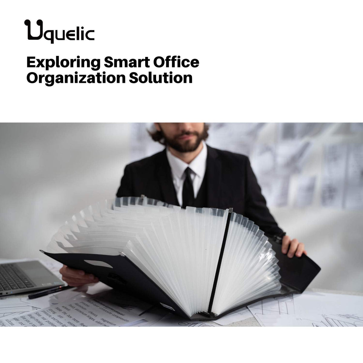 Uquelic 26 Pockets Expanding File Folder Organizer - Upgraded Durable Buckle, Accordion Folder Base with Ergonomic Portable Handle/Large A4 Letter Size Document Organizer, Folders with Pockets