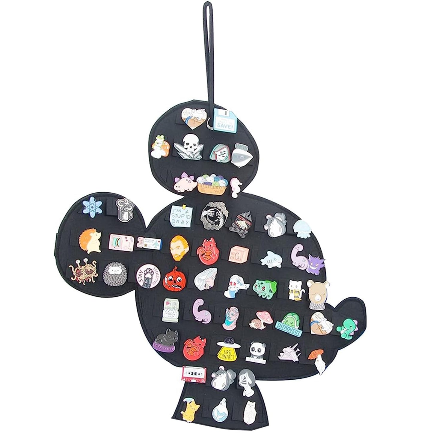 JOYMOMO Hanging Brooch Pin Organizer Enamel Pin Display Cute Cartoon Shape Brooch Pin Display Storage Holder for Brooch Pin(Without Accessories ) (black-mouse)