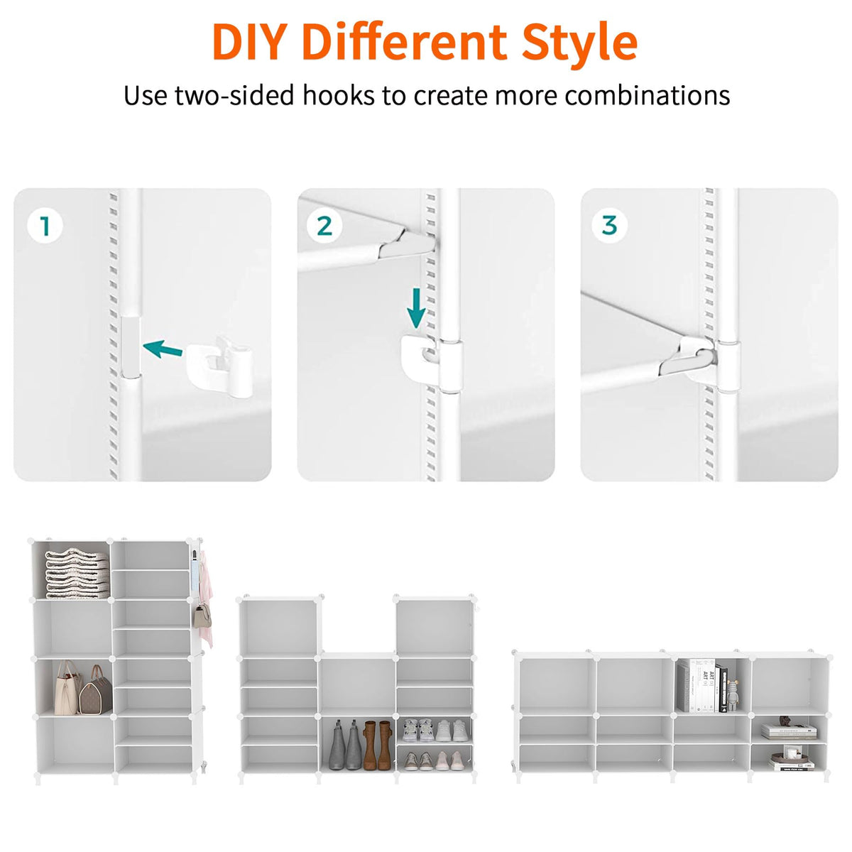 AWTATOS Closet Organizer 8 Cube Storage Shelves Closet Clothes Organizers and Storage Stackable Cubby Shelving for Closet Bedroom Living Room Office White