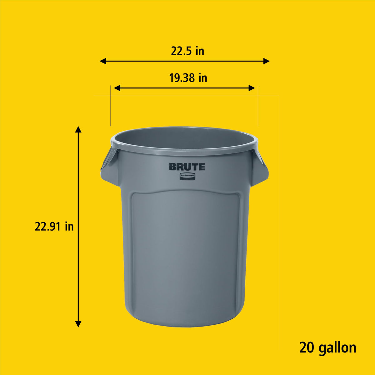 Rubbermaid Commercial Products BRUTE Heavy-Duty Round Trash/Garbage Can, 20-Gallon, Blue, Outdoor Waste Container for Landscapers/Construction/Restaurants/Back of House/Offices/Warehouses