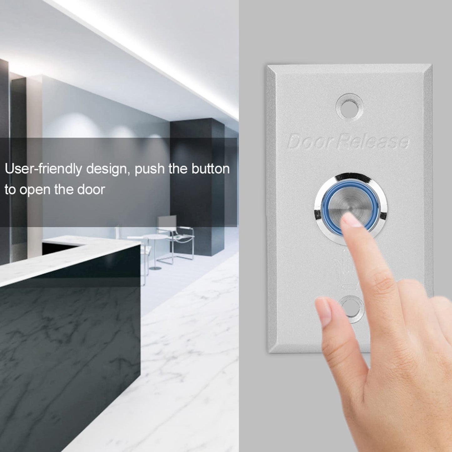 Access Control Button, Aluminum Exit Push Button Switch with LED Indicator Light for Access Control System, Metal Door Release Switch for Hollow Door Office Home Security