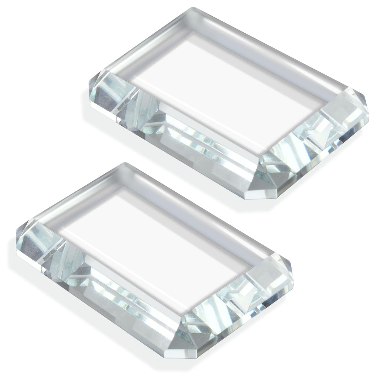 Lainballow 2 Pack Rectangular Glass Paperweight, Paperweight Decorative Blocks, Clear Glass Tiles for Crafts, Home Decoration, Ornaments Book, Maps