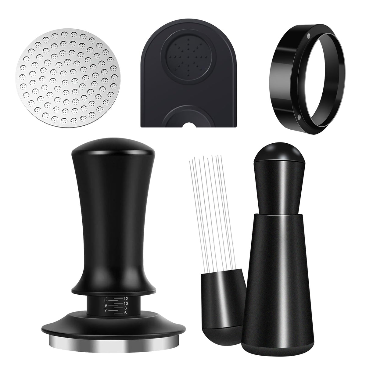 Fosinsee Espresso Accessories Kit 51mm, Coffee Tamper Set with Espresso Tamper, WDT Tool, Espresso Tamper Mat, Espresso Dosing Funnel, Puck Screen, Espresso Tools for 51mm Coffee Machine Accessories