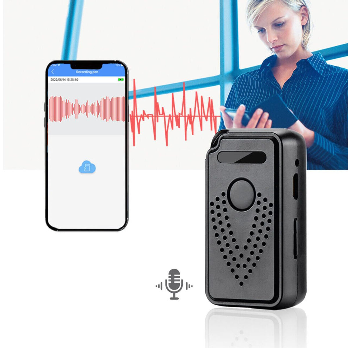 480Hr WiFi Mini Voice Recorder Live Stream 128G Voice-Activated Audio Recorder Digital Voice Recorder for Meetings, Interviews, Classroom