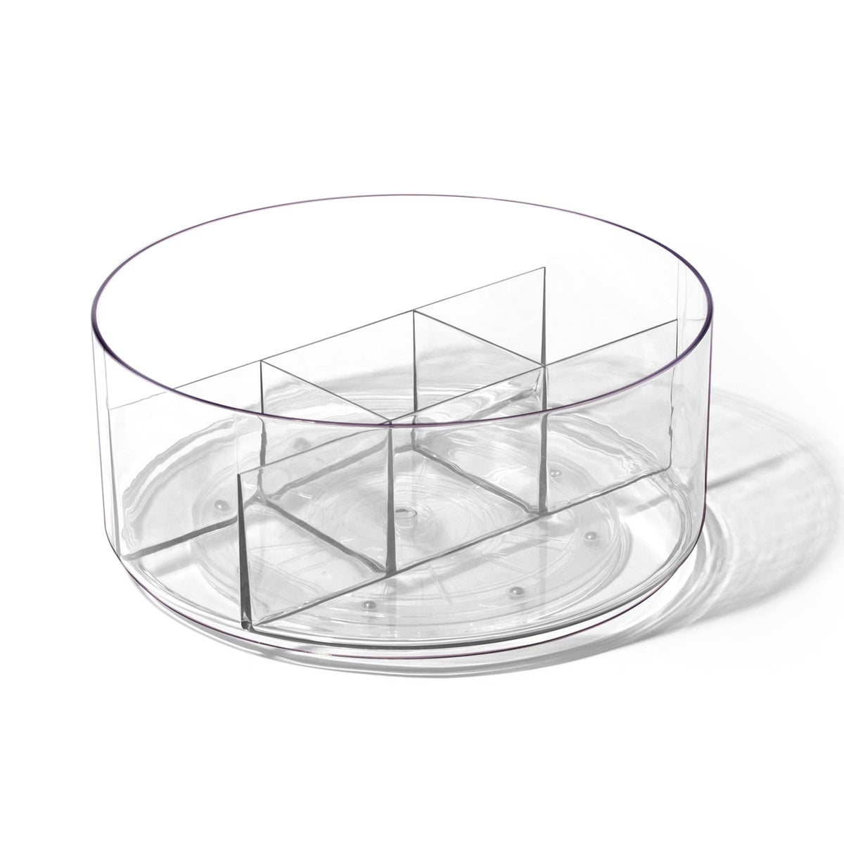 BINO Plastic Round Turntable Organizer with 5 Compartments - Clear | Spinning Divided Turntable Container | Rotating Organizer Storage for Bottle Condiments Fridge Kitchen Counter Pantry Bathroom