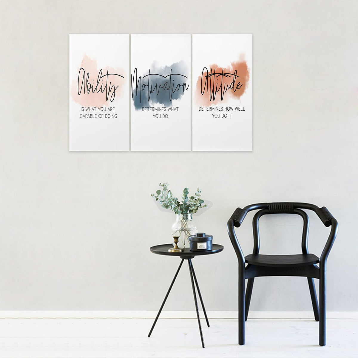 3 Piece Inspirational Canvas Wall Art, Quotes Motivational Mindset Print Pictures for Office Wall Decor, Triptych Entrepreneur Poster Framed Artwork for Women Men Home Decor Ready to Hang (36"Wx18" H)