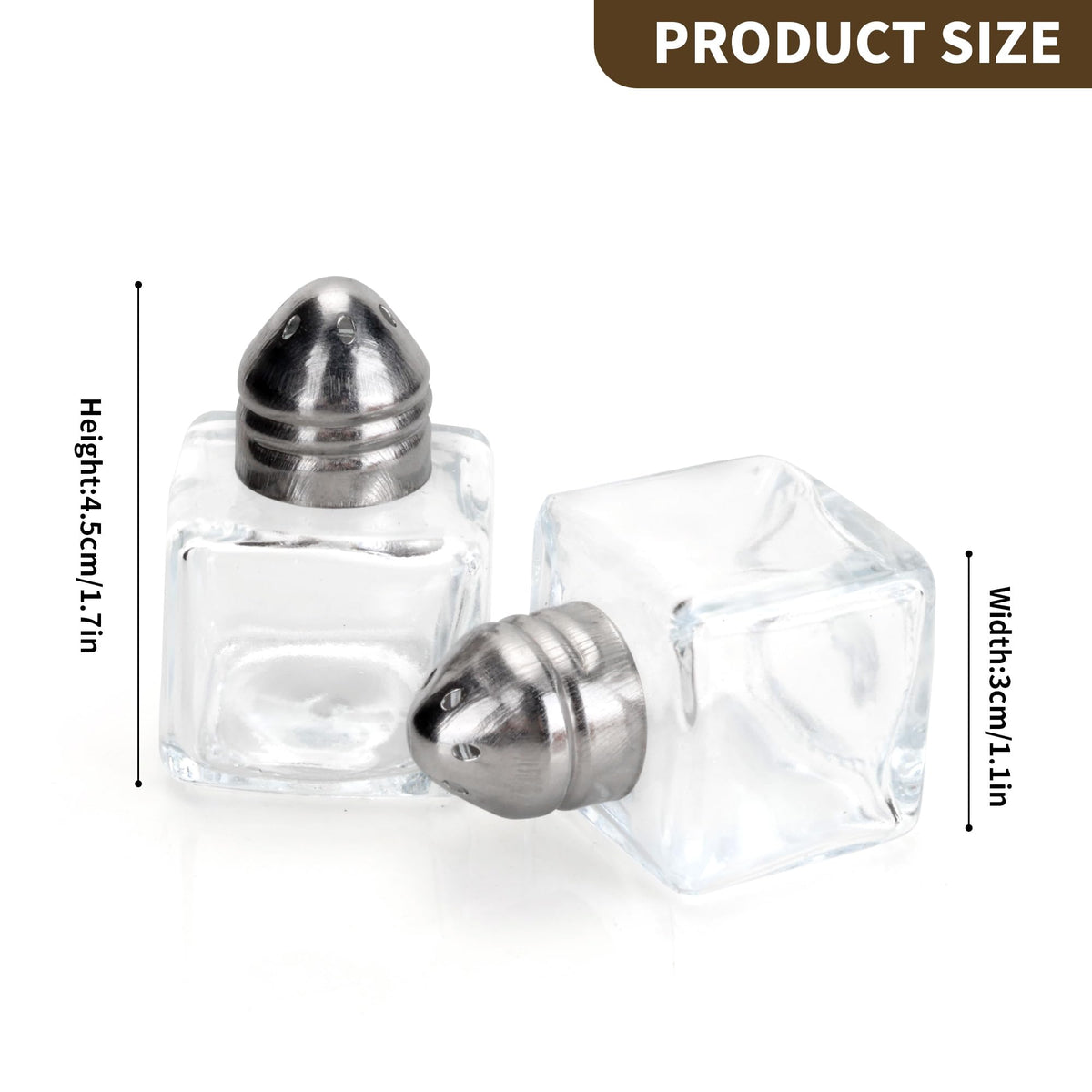 Axigundaone 30 Pcs Mini Salt and Pepper Shakers, 0.5 Oz Small Glass Cube Pepper Shaker with two funnels, Mini Glass Salt Shaker for Household Kitchen