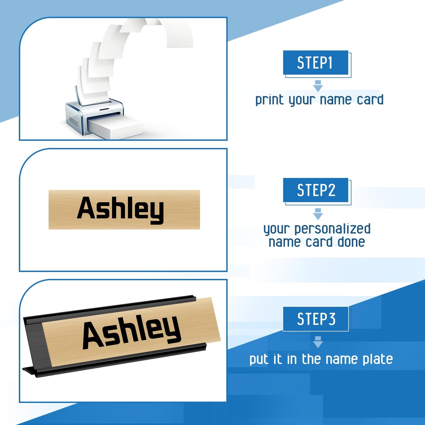 LEIFIDE 12 Pack Aluminum Name Plate Holder for Desk 2 x 8 Inch Blank Name Plates Office Business Desk Holder Desktop Table Display for Back to School Business Office Meeting Teacher Classroom(Black)