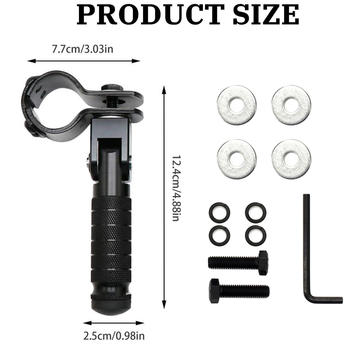 XINGWU M8 Motorcycle Foot Pegs 90 Degree Foldable Footpegs CNC Anti-Skid Footrest Universal for Yamaha Honda Suzuki Aprilia Electric Car Motorbike Mini Bike Dirt Pit Bike Passenger Pedal (Black)