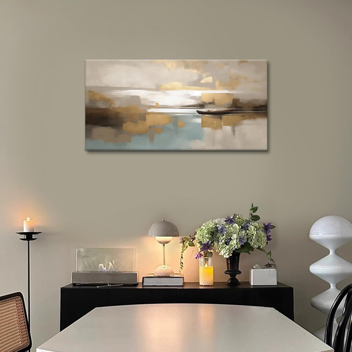 Beige Abstract Wall Art Living Room Wall Decor Canvas Painting Framed Modern Abstract Artwork Print Neutral Wall Art Bedroom Decor Picture Artwork for Office