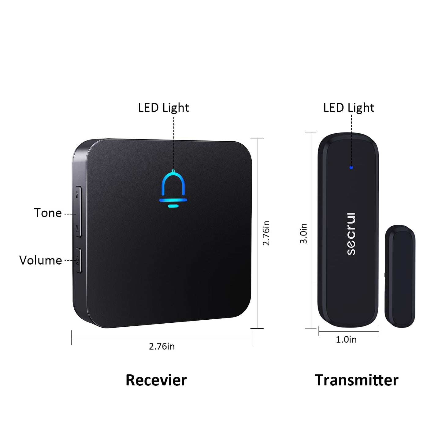 SECRUI Wireless Door Chimes When Entry for Business/Home/Office/Store (500ft Range 32 Chimes Adjustable Volume) Door Open Ringer Alert Buzzer Alarm - 1 sensors