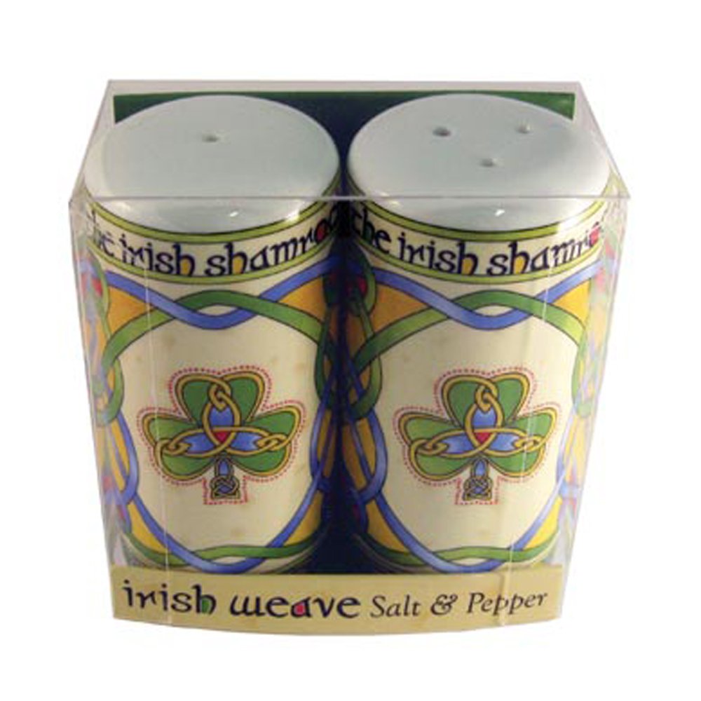 Irish Salt and Pepper Shaker Celtic Design Shamrock