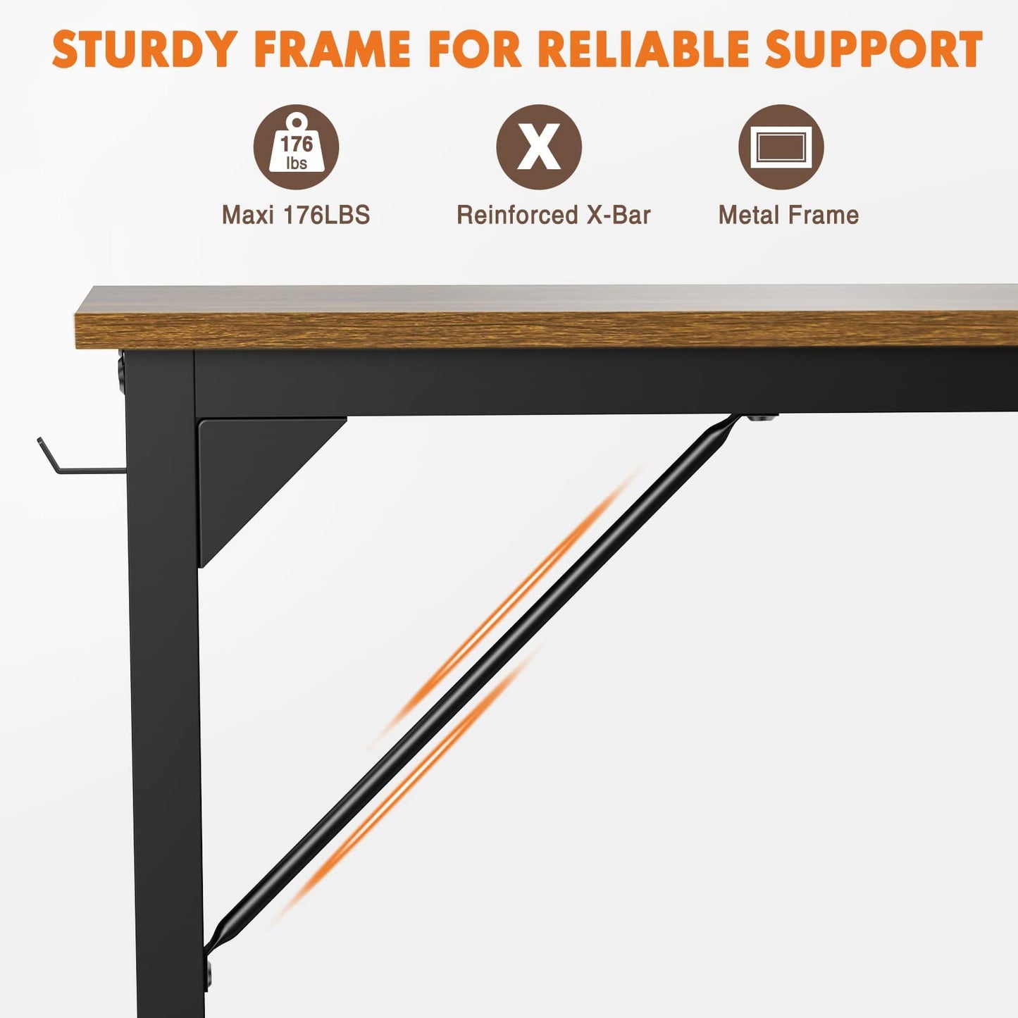 Sweetcrispy Small Computer Office Desk 32 Inch Kids Student Study Writing Work with Storage Bag & Headphone Hooks Modern Simple Home Bedroom PC Table