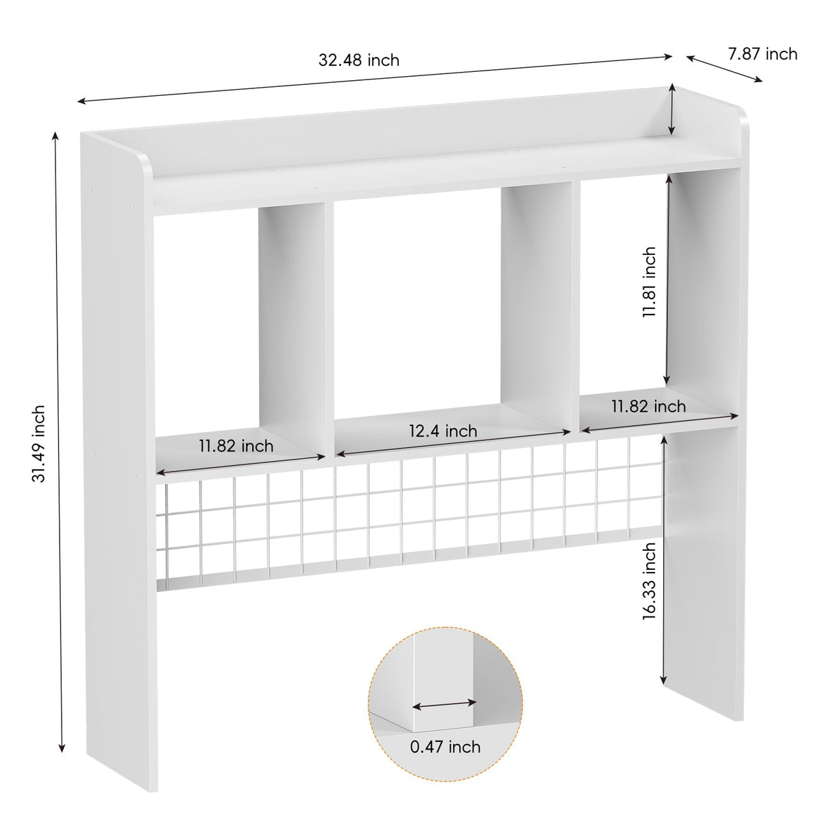 FNBAR Desktop Bookshelf,Countertop Storage Hutch with 3 Shelves for Computer Desk，2-Tier Display Rack with Grid Panel, Multipurpose Wood Desk Hutch Storage Organizer for Home Office Dorm (White)
