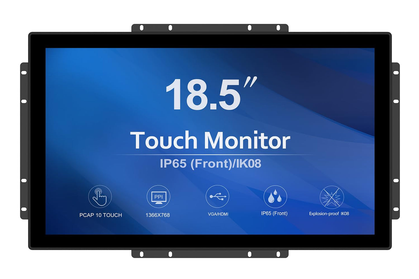 GreenTouch 18.5 Industrial Touch Monitor Open Frame, HDMI/VGA/DVI Interface, Built-in Speakers, Capacitive Touch Screen Technology