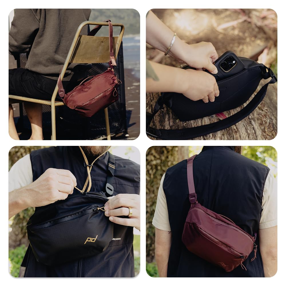 Peak Design Outdoor Sling 4L, Black, Padded Adjustable Shoulder Strap for Crossbody & Waist Carry, 3 Mesh Internal Pockets, Ideal for Carrying Cameras & Essentials, Versatile Sling Bag for Men & Women