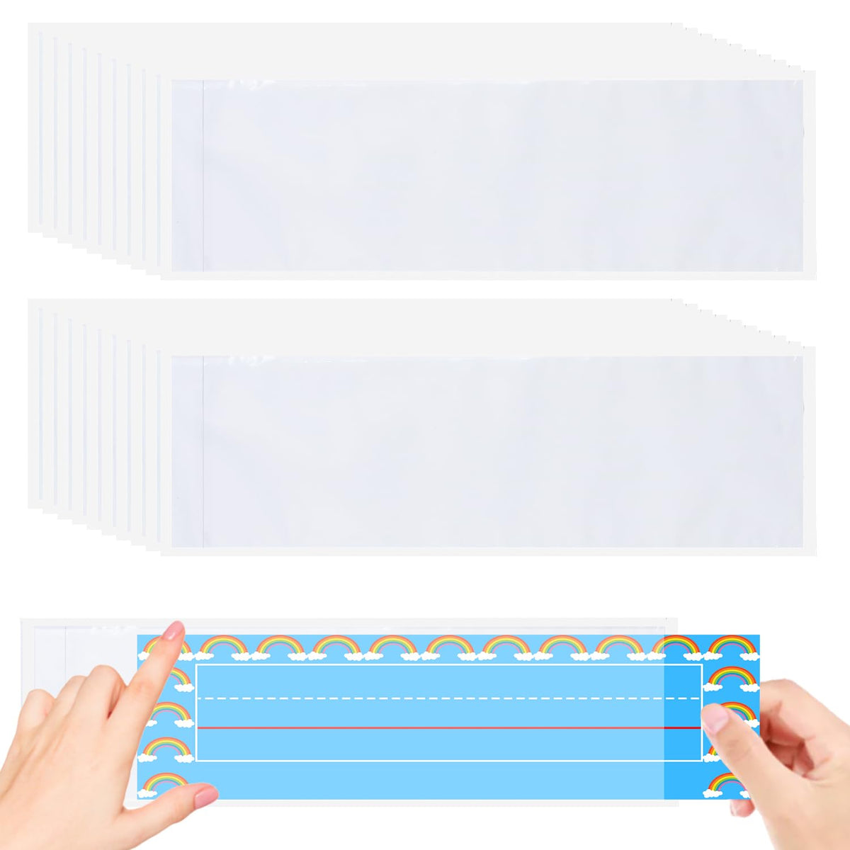 40 PCS Nameplate Pocket,12.3" x 3.7" Adhesive Desk Nameplates Name Tag Pocket (Thickness 7mil)