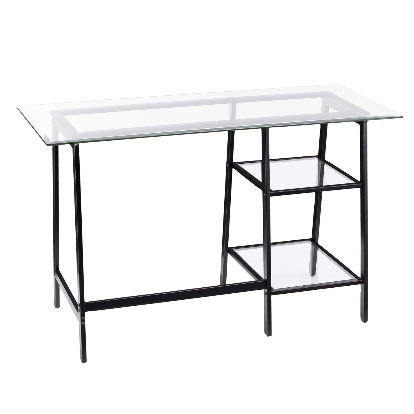 SEI FURNITURE Avery Metal & Glass A-Frame Writing Desk, Black.
