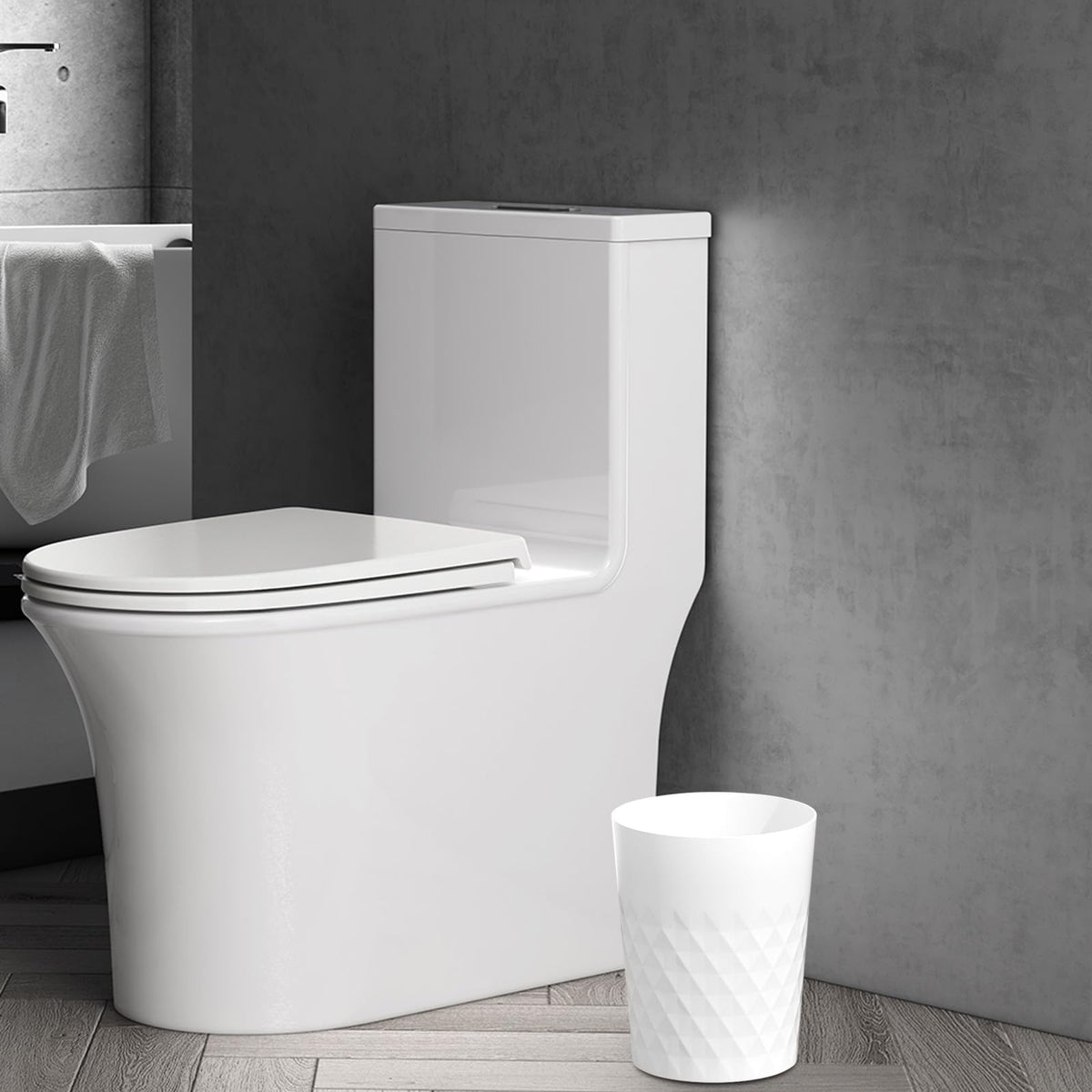 JiatuA 3 Pack Small Trash Can with Trash Bags Bathroom Garbage Bin Round Plastic Waste Basket for Kitchen, Bedroom, Office, College Dorm, Craft Room, White