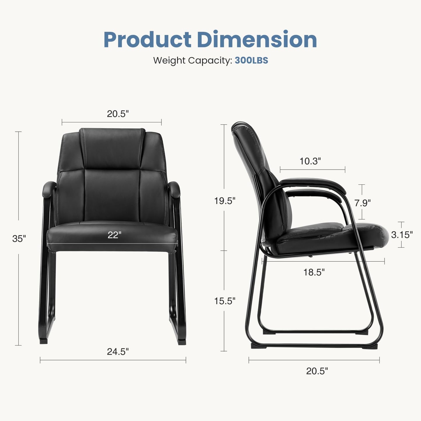 DUMOS Office Desk Guest Chair Set of 4, Leather Waiting Room Chairs with Padded Arms for Elderly Home Reception Area Conference Room Lobby Side breakroom