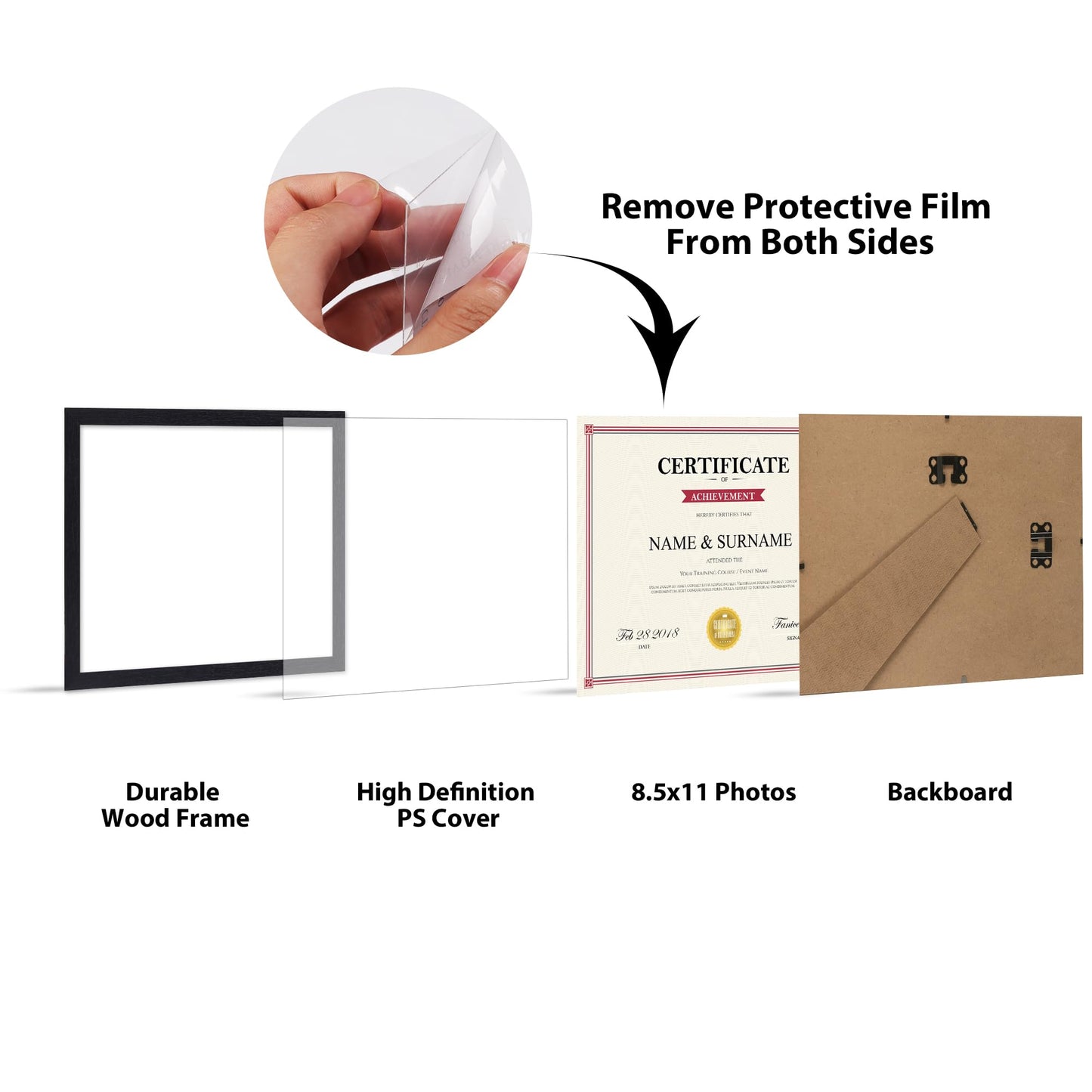 Edenseelake 8.5 x 11 Picture Frame Set of 15, Black 8.5 x 11 Certificate Frame Bulk for Award Document Diploma, Wall or Tabletop Display