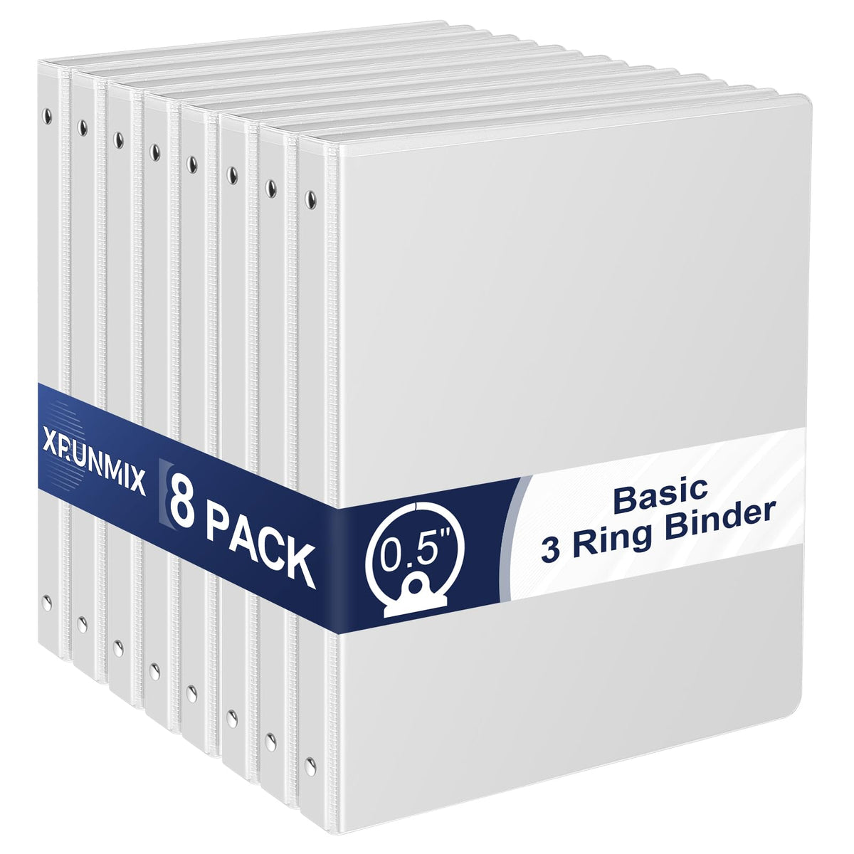 0.5-Inch 3-Ring-Binder with Pockets, 1/2'' Basic Binders 1-inch View Round Binders Holds 100 Sheets US Letter Size 8.5'' x 11'' - Bundle Packs Perfect for Home, Office, and School (0.5-inch)