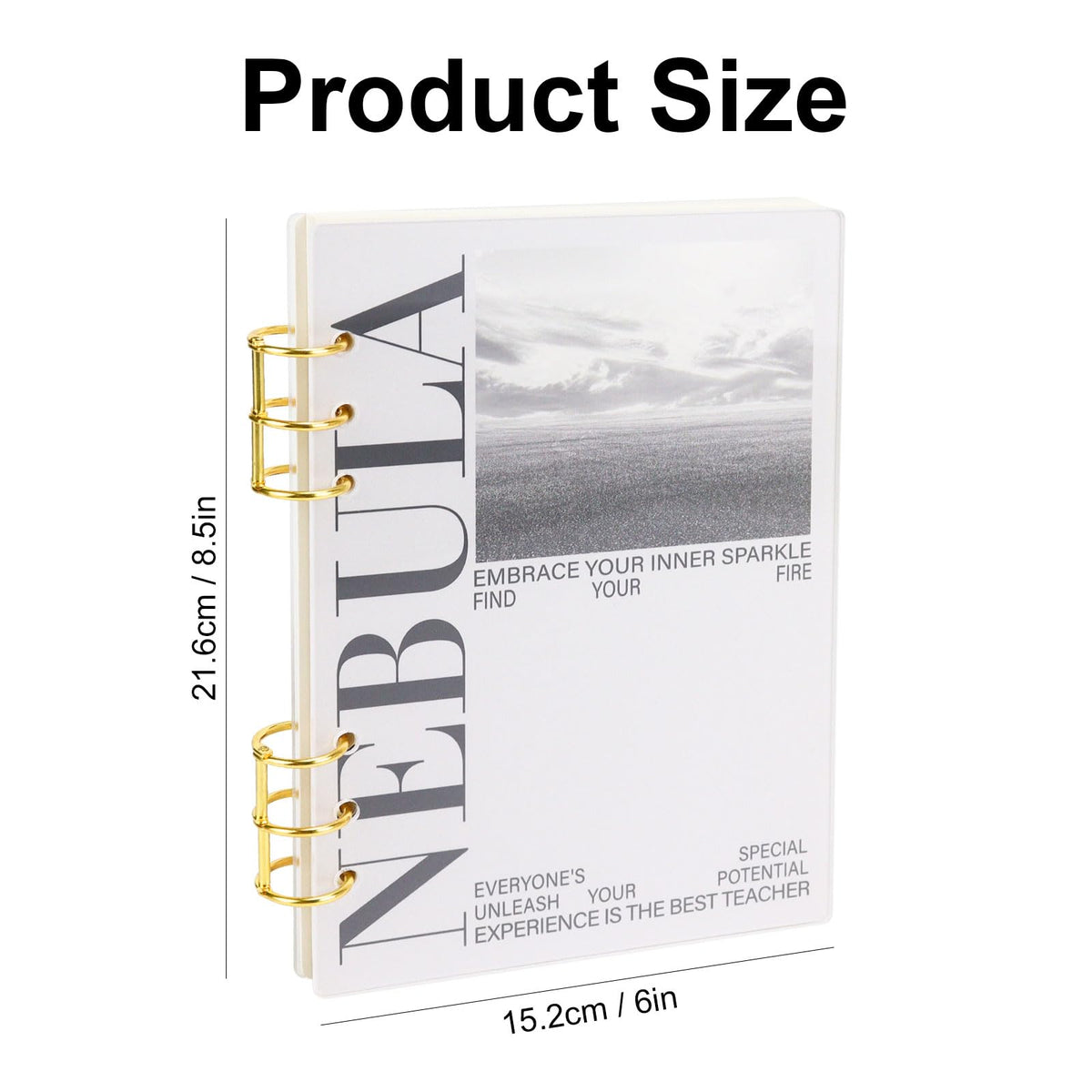 MultiBey A5 Binder 6-Ring Frosted Acrylic Binder Planner Cover with 45 Sheets Lined Paper, Personal Loose Leaf Binders, Gold Metal Round Rings a5 Planner Budget Binders, Lay Flat Design