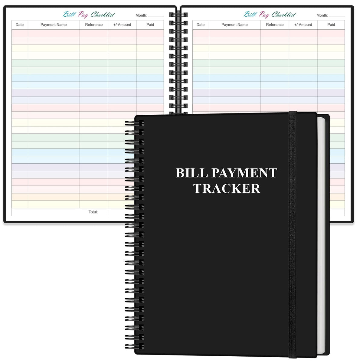 Bill Tracker Notebook - Monthly Bill Organizer & Planner for Personal Budgeting Financial, Monthly Bill Payment Checklist, 8.5" x 11", Black