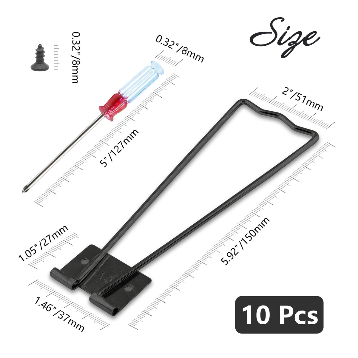 Rierdge 10 Pcs Easel Back, Iron Picture Frame Easel Back, Photo Frame Easel Back Stand with Screws & Screwdriver (Black)