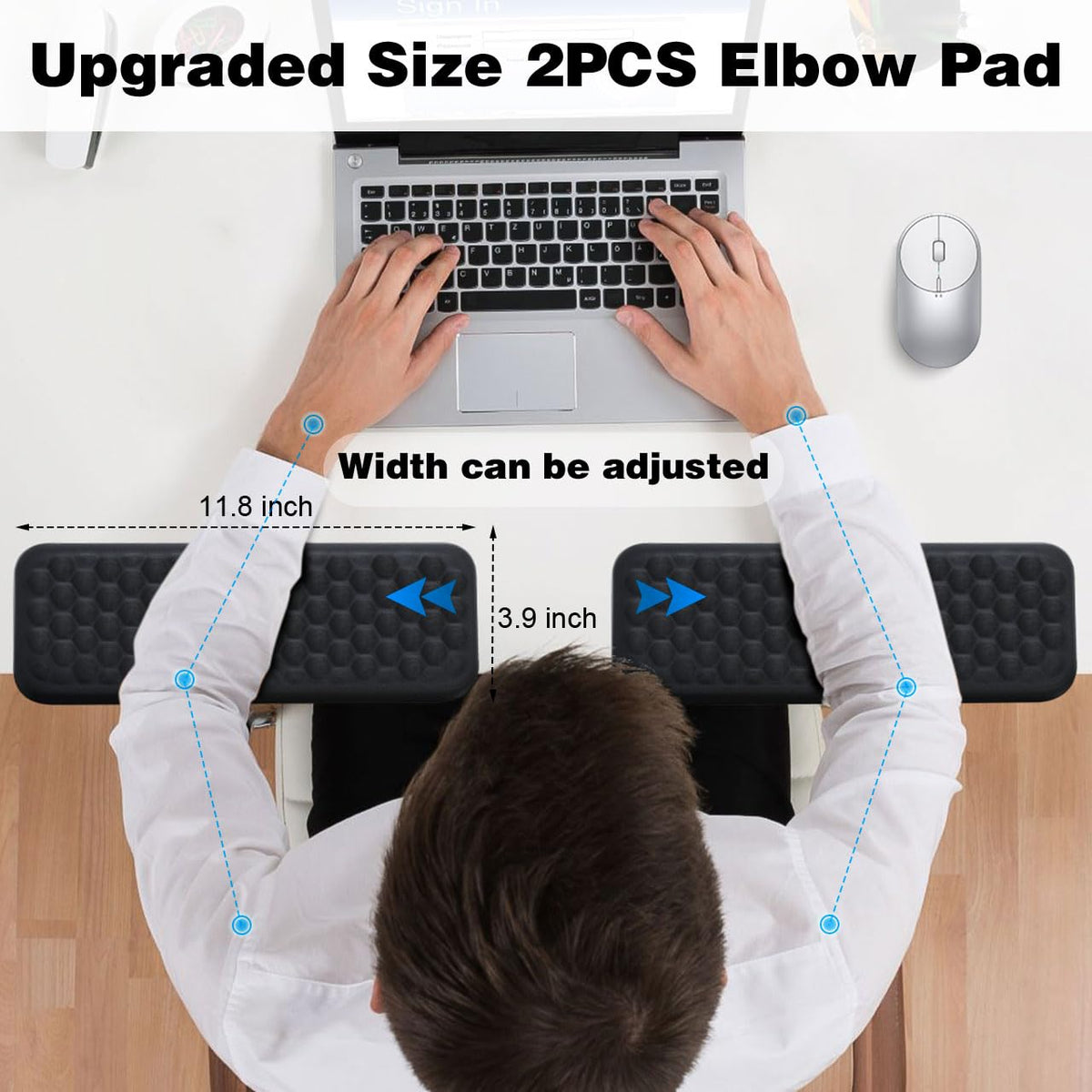 YAMJUG L-Shaped Desk Edge Cushion, 2-Piece Elbow Pad for Desk with Ergonomic Memory Foam Support,Non-Slip Arm Rest Pad, Wrist Rest for Computer Keyboard Office Home Black