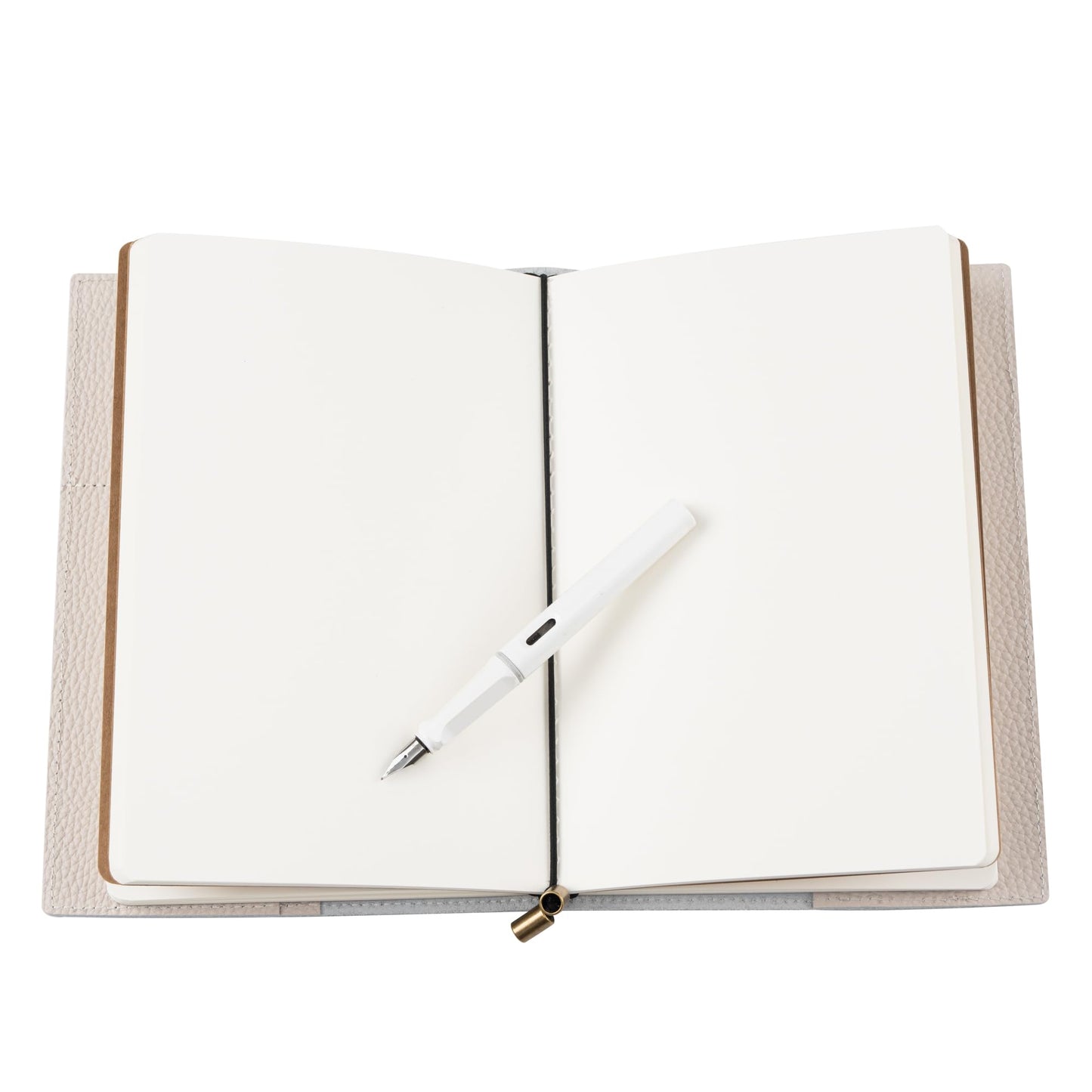WANDERINGS A5 Travelers Notebook with Pockets, Oat Colour - Genuine Leather Journal, 6"x8.5"/15cmx22cm. Refillable Travel Journal Rugged Enough to Capture All Life's Adventures. 120 GSM Blank Inserts