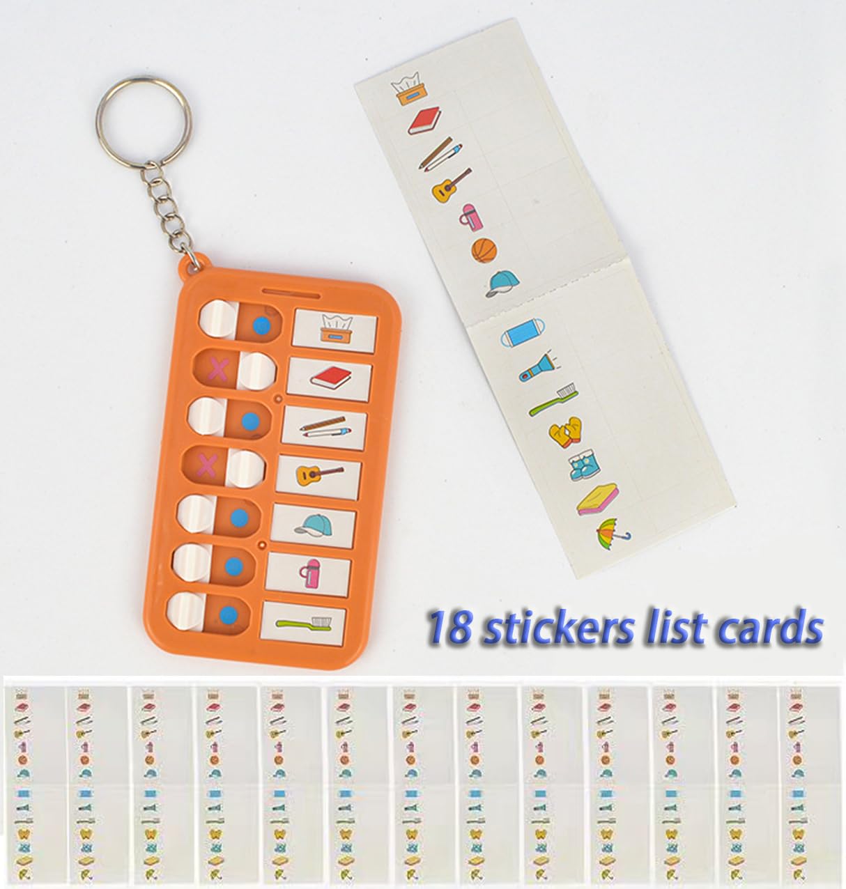 ZBJBinCH 6 Pcs Reminder Board for the Elderly, ADHD Tools for Kids Portable Visual Schedule for Kids School Bag Pendant Detachable Daily Task Planning Pad with 18pcs List Cards Stickers for Kids