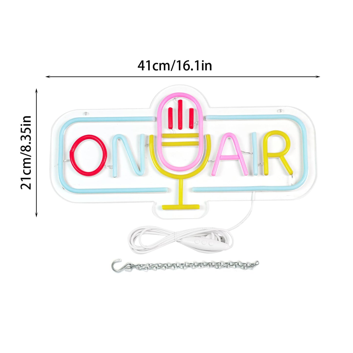 WittyRhE ON AIR Neon Light Recording Neon Signs Wall Decor for Podcast Setup,Broadcasting Room,Radio Station,Home Studio, Gift Art for Friends,Podcaster 16.14 x 8.35 IN-USB Powered-Acryli