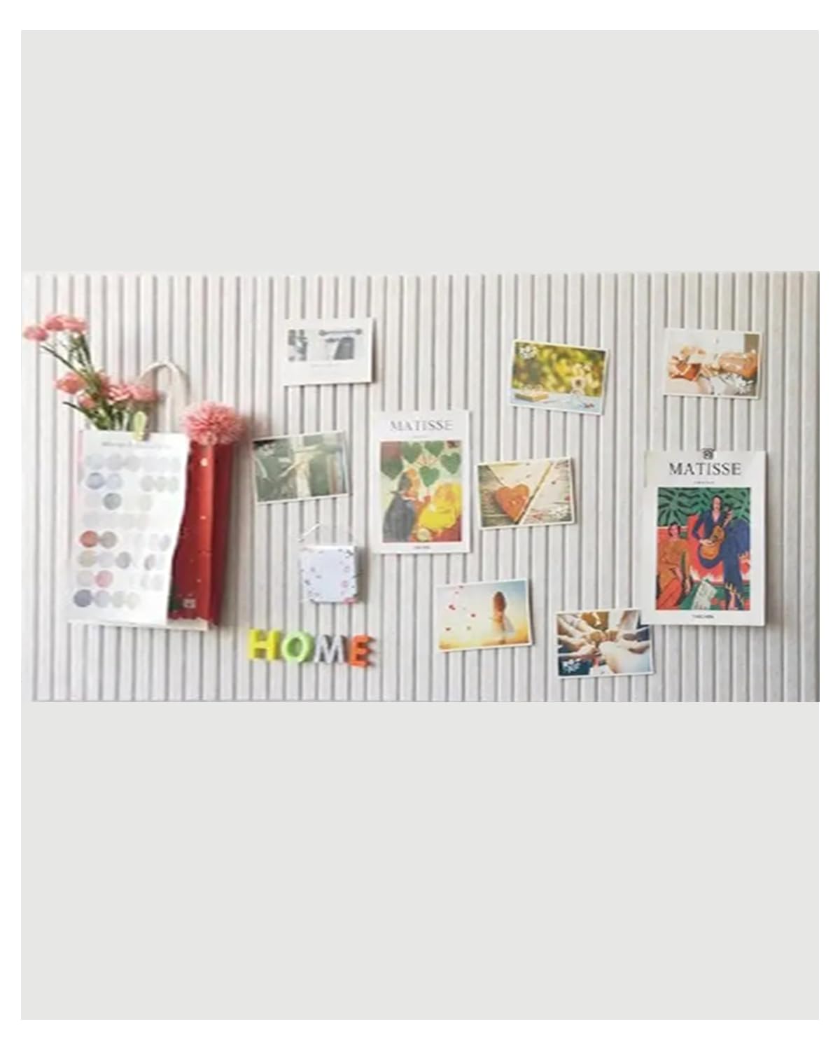 Rokeblau 24 x 16 inches Large Bulletin Board, Decorative Felt Pin Board, 0.35“ Thick Foldable Photo Display Board with Self-Adhesive Tape, Vision Board for School Home Kitchen Office Walls - Beige
