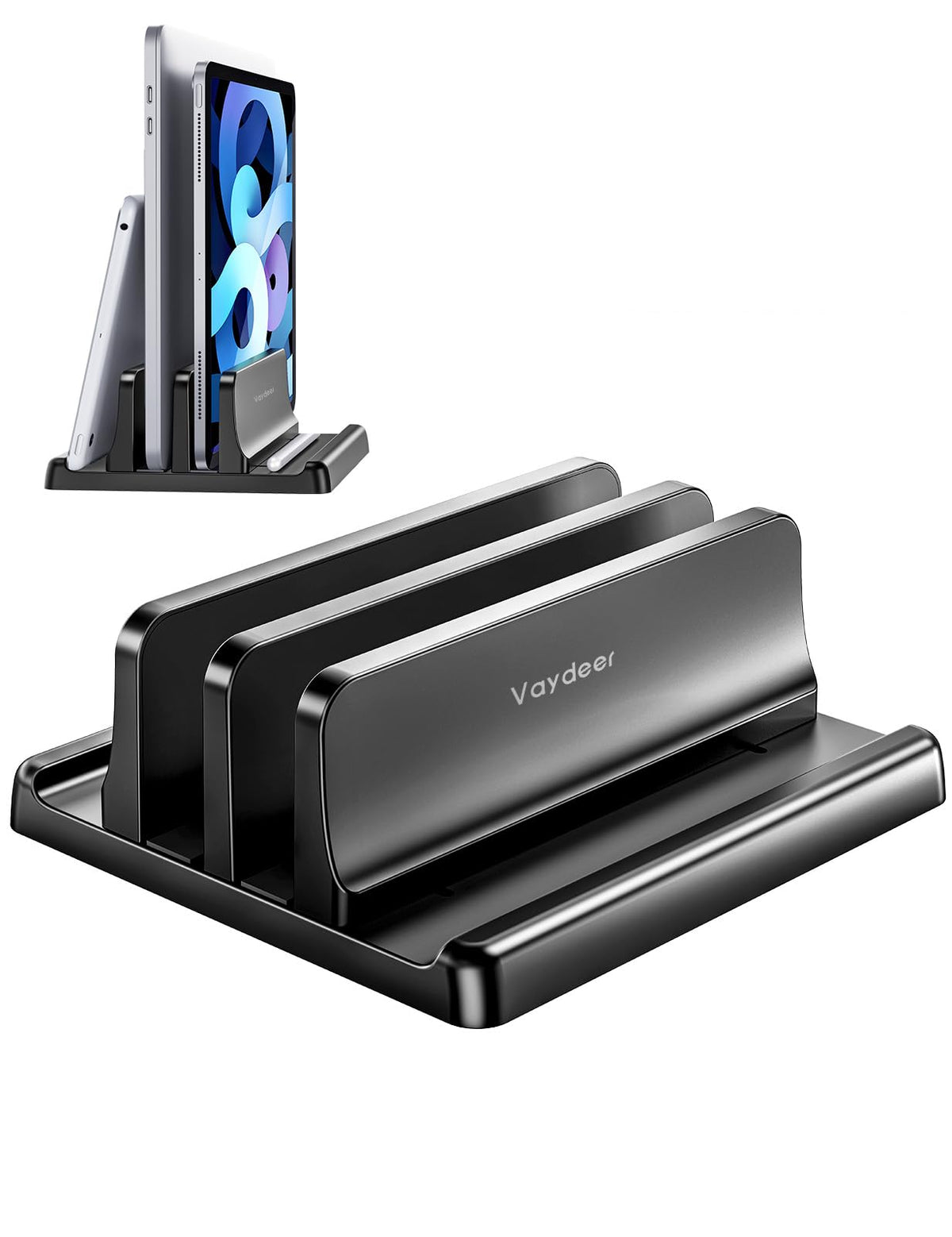 Vaydeer Vertical Laptop Stand for Desk,Dual Slots Plastic Laptop Holder with Space Saving 4-in-1 Design,Adjustable Laptop Organizer Storage Supports for MacBook,Mac,HP,Dell,Microsoft Surface,Lenovo
