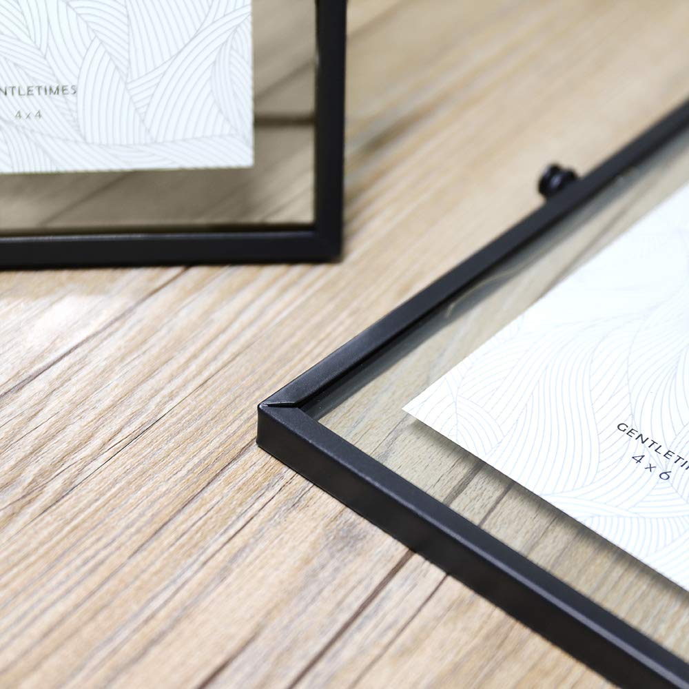 ZONYEO Set of 3 Glass Picture Frame, Collection Simple Metal Floating Frame with Glass Cover Includes 4x4, 4x 6, 5x7